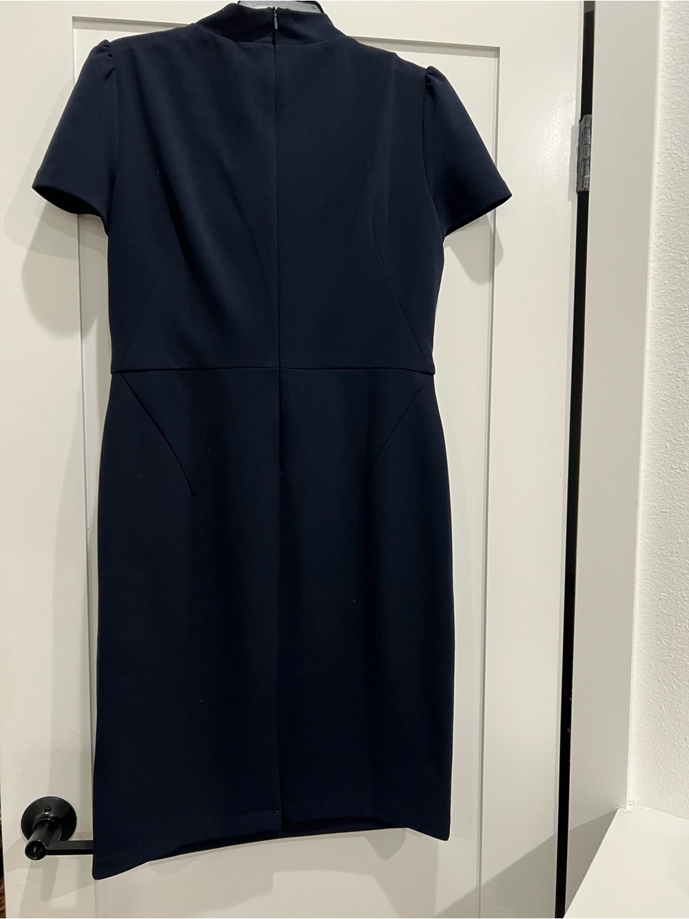 Maggy London Navy Short-Sleeve Midi Sheath Dress